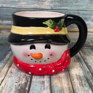 Unbranded Ceramic Snowman Winter Christmas Mug Candy Dish Bowl 5.5" tall Decor